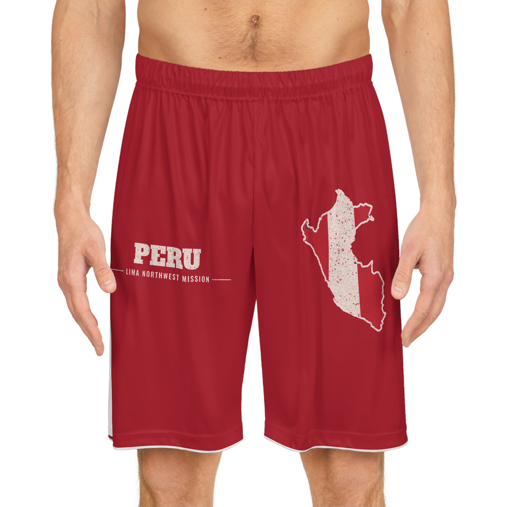 Peru Lima Northwest Mission Basketball Shorts, worn, front view