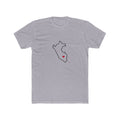 Peru Cusco Mission Heart Map shirt in Heather Grey: Peru outline with a red heart, front view