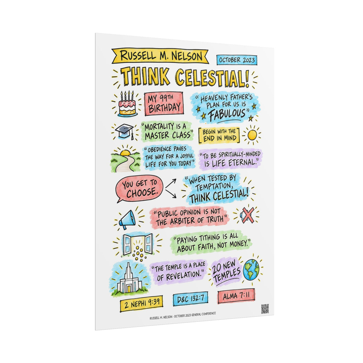 Think Celestial! Sketch Note Poster — Russell M. Nelson
