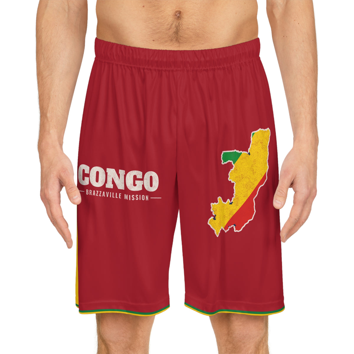 Republic of Congo Brazzaville Mission Basketball Shorts, worn, front view
