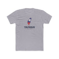 Taiwan Taipei Mission Flag Map shirt in Heather Grey: flag of Taiwan in the outline of Taiwan with navy lettering, front view