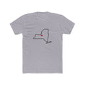 New York Syracuse Mission Heart Map shirt in Heather Grey: New York outline with a red heart, front view