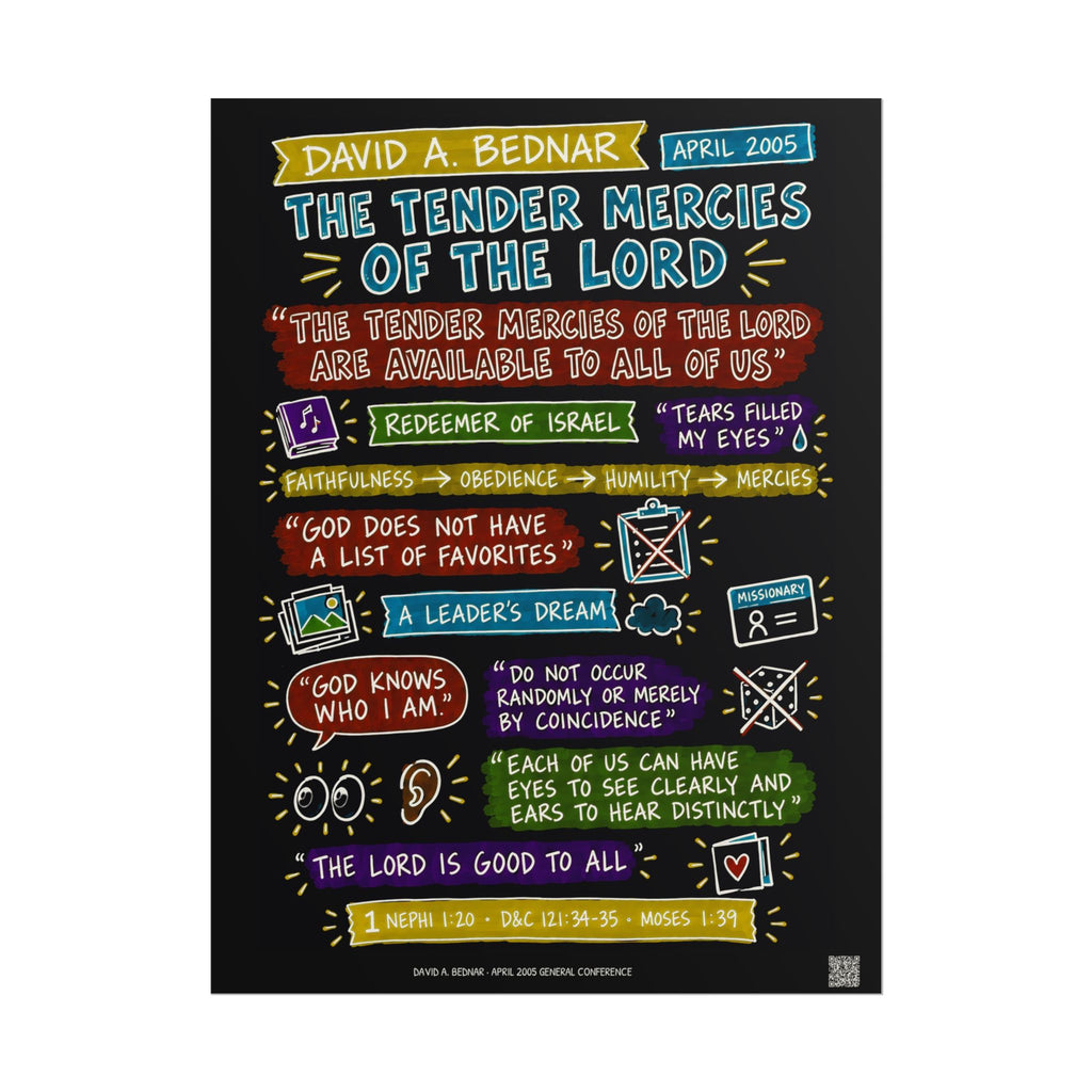 The Tender Mercies of the Lord Sketch Note Poster (Black) — David A. Bednar