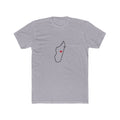 Madagascar Antananarivo North Mission Heart Map shirt in Heather Grey: Madagascar outline with a red heart, front view
