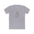 New Jersey Morristown Mission Heart Map shirt in Heather Grey: New Jersey outline with a red heart, front view