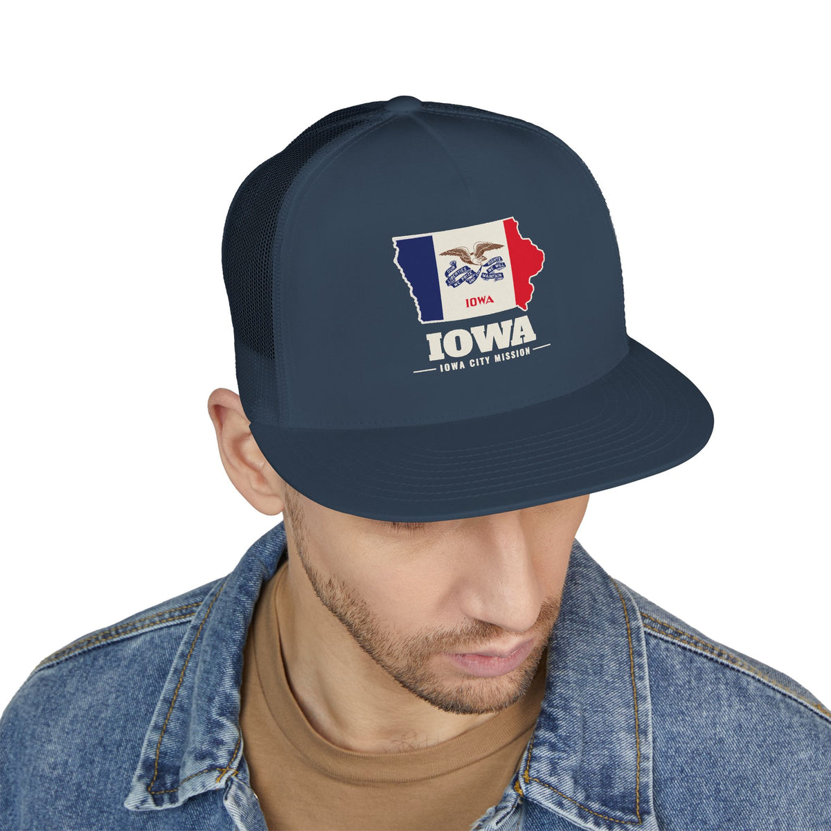 Iowa Iowa City Mission Flag Map Trucker Hat