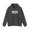 Arizona Tempe Mission Hoodie in Dark Heather, front view with the varsity mission design