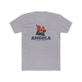 Angola Luanda Mission Flag Map shirt in Heather Grey: flag of Angola in the outline of Angola with navy lettering, front view