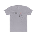 Florida Jacksonville Mission Heart Map shirt in Heather Grey: Florida outline with a red heart, front view