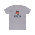 Kenya Kisumu Mission Flag Map shirt in Heather Grey: flag of Kenya in the outline of Kenya with navy lettering, front view