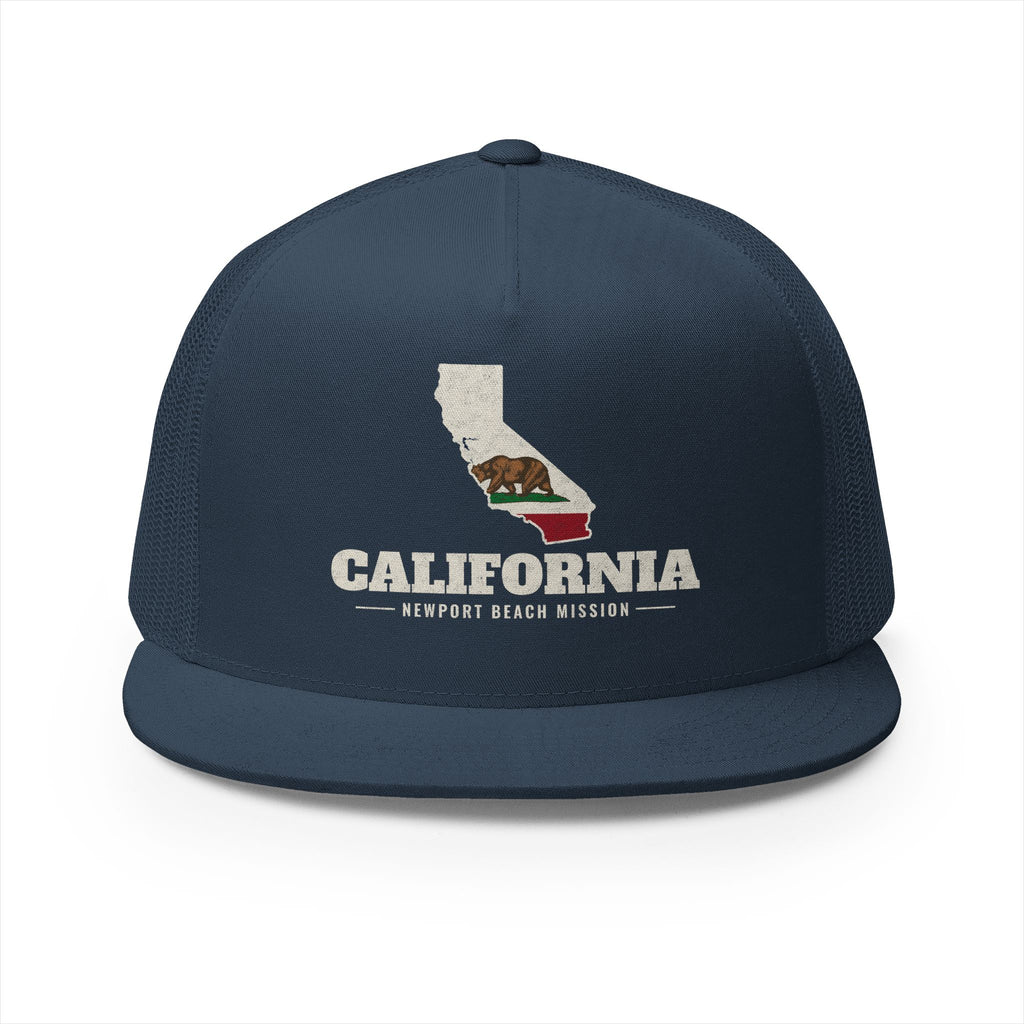 California Newport Beach Mission Flag Map Trucker Hat