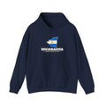 Nicaragua Managua North Mission Flag Map Hoodie in Navy, front view with the flag map and mission name