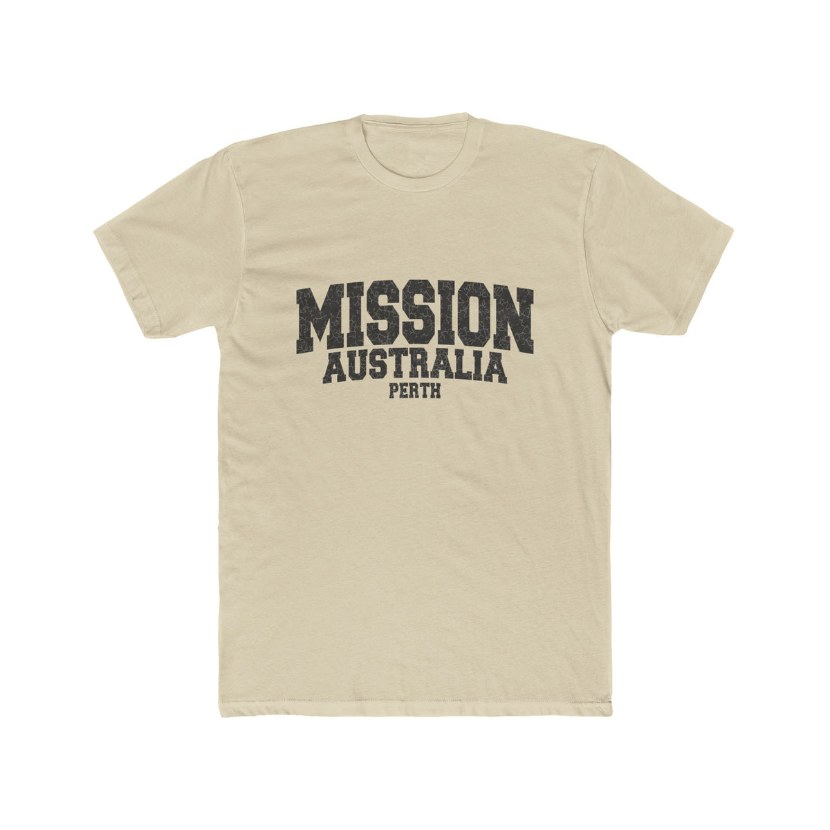 Australia Perth Mission T-Shirt in Solid Cream, front view