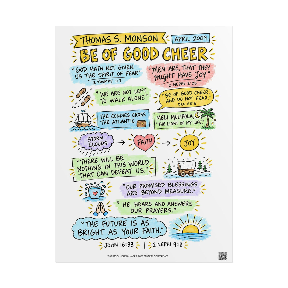 Be of Good Cheer Sketch Note Poster — Thomas S. Monson