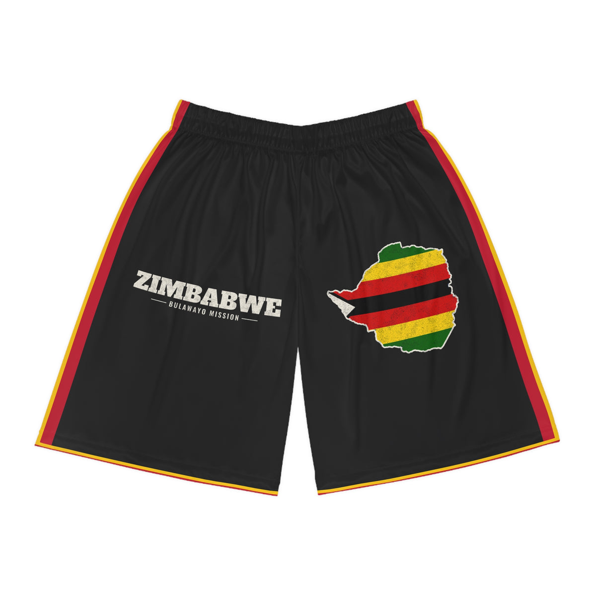 Zimbabwe Bulawayo Mission Basketball Shorts, front view