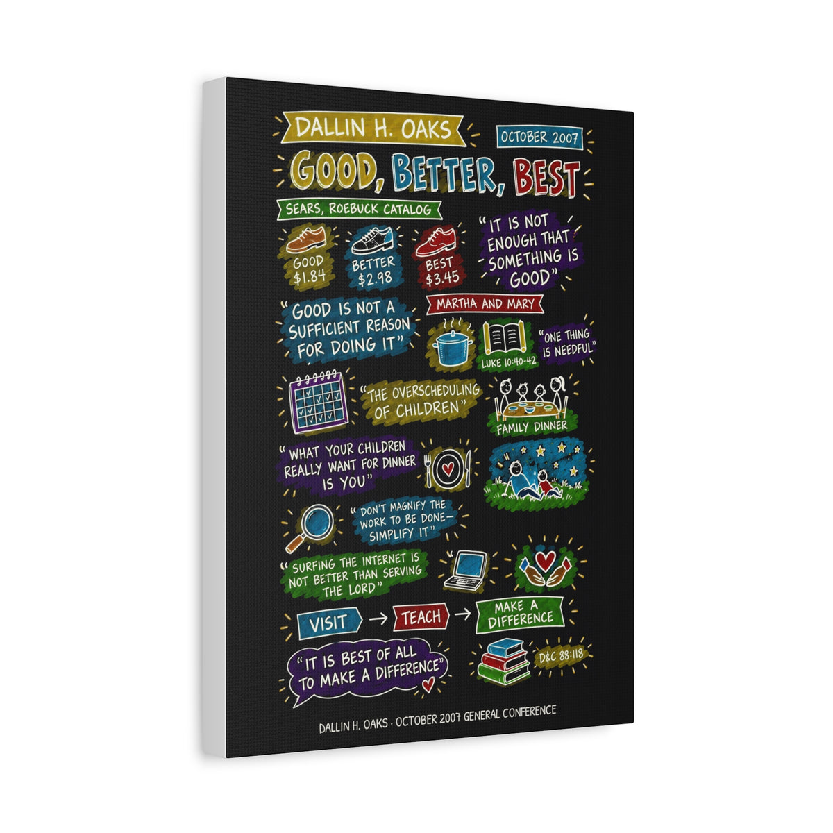 Good, Better, Best Sketch Note Canvas (Black) — Dallin H. Oaks