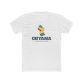 Guyana Georgetown Mission Flag Map shirt in White: flag of Guyana in the outline of Guyana with navy lettering, front view
