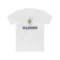 Illinois Chicago Mission Flag Map shirt in White: Illinois state flag in the outline of Illinois with navy lettering, front view