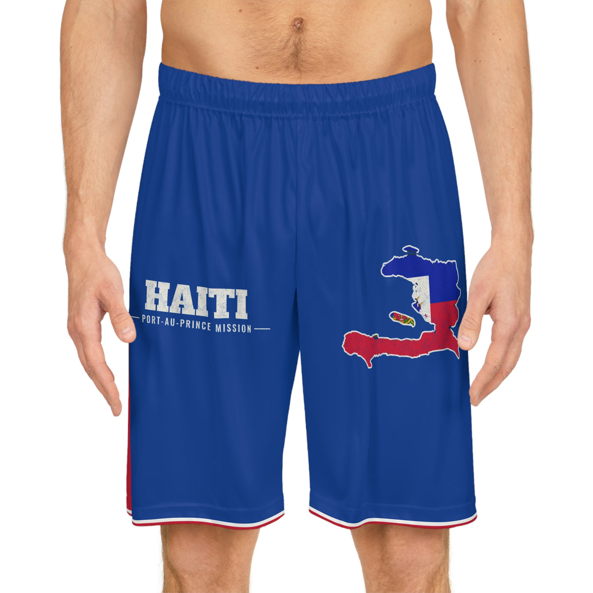 Haiti Port-au-Prince Mission Basketball Shorts, worn, front view