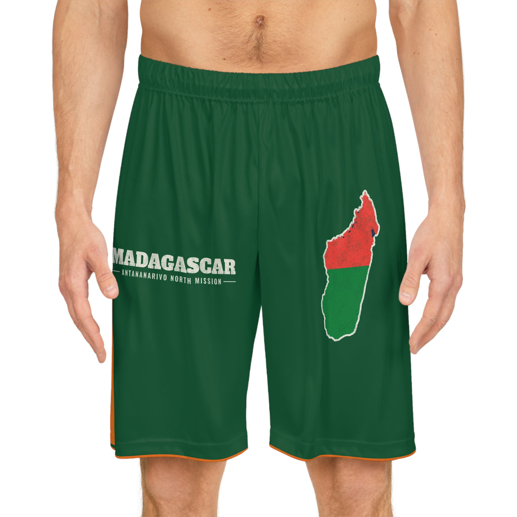 Madagascar Antananarivo North Mission Basketball Shorts, worn, front view