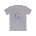 Minnesota Minneapolis Mission Heart Map shirt in Heather Grey: Minnesota outline with a red heart, front view