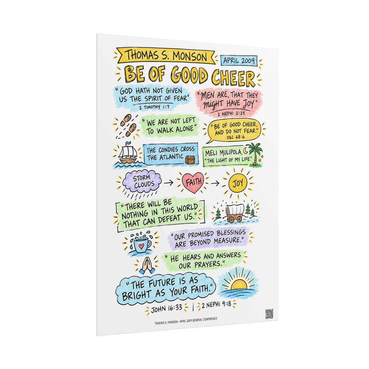 Be of Good Cheer Sketch Note Poster — Thomas S. Monson