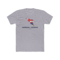 Armenia/Georgia Mission Flag Map shirt in Heather Grey: flags of Armenia and Georgia in their country outlines with navy lettering, front view