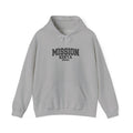 Kenya Kisumu Mission Hoodie in Sport Grey, front view with the varsity mission design