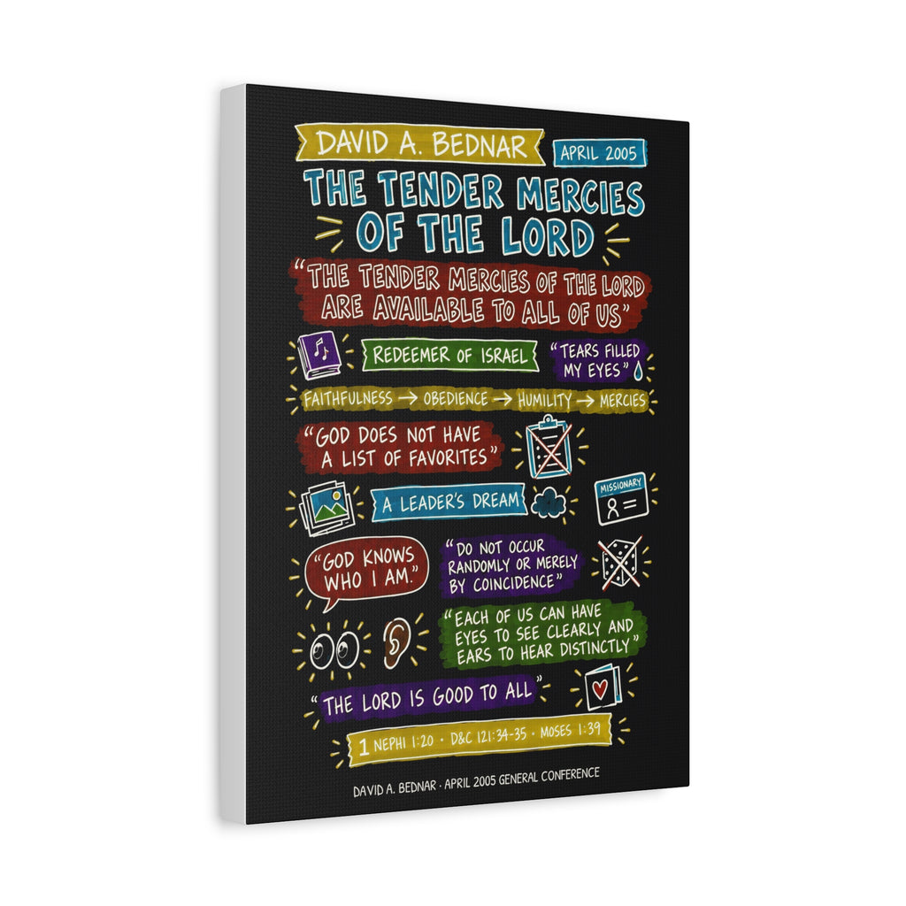 The Tender Mercies of the Lord Sketch Note Canvas (Black) — David A. Bednar