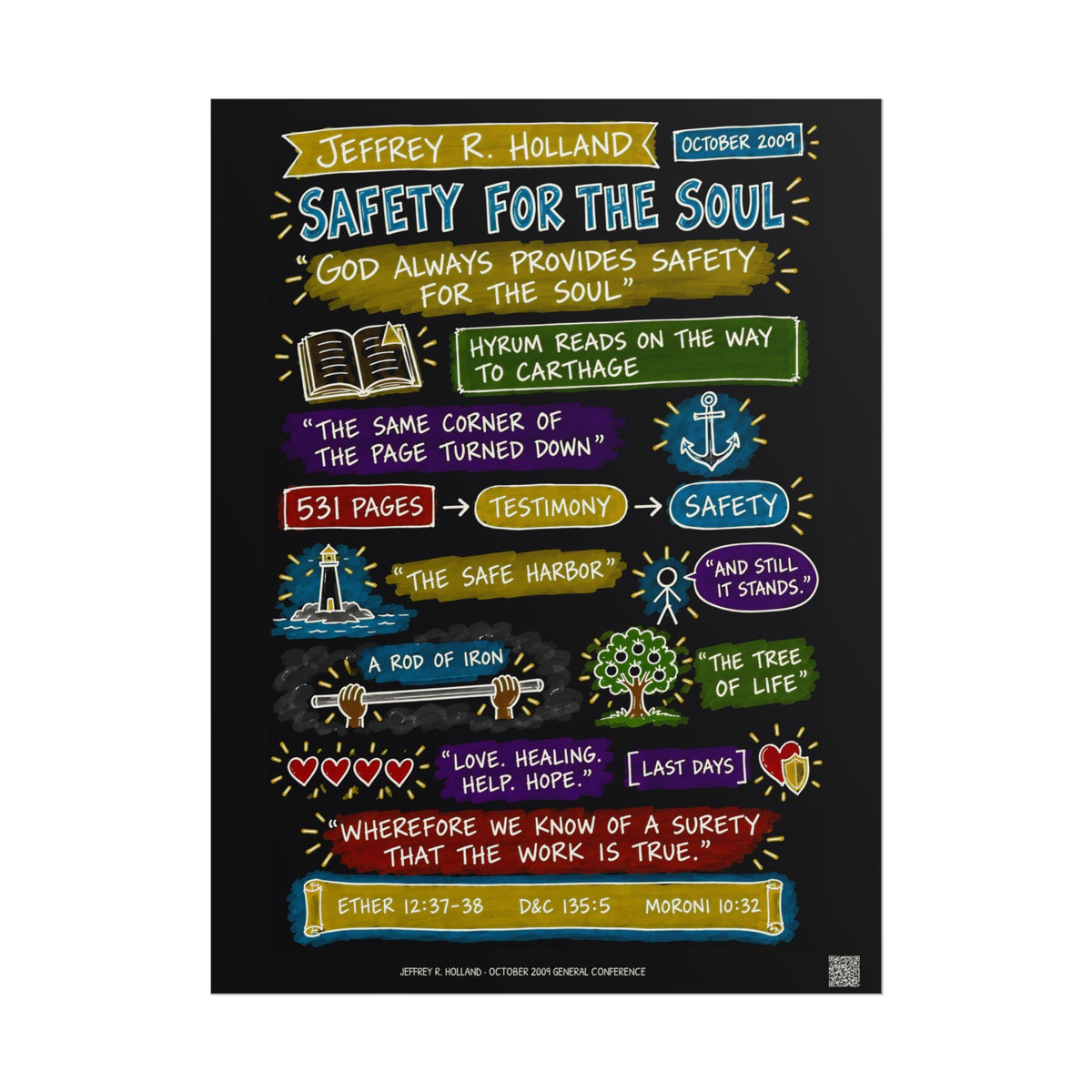 Safety for the Soul Sketch Note Poster (Black) — Jeffrey R. Holland