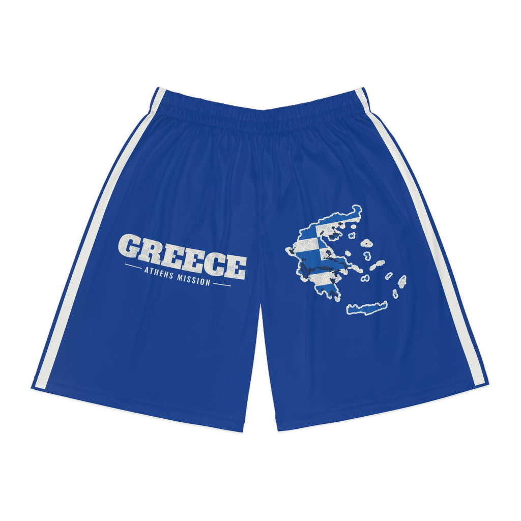 Greece Athens Mission Basketball Shorts, front view