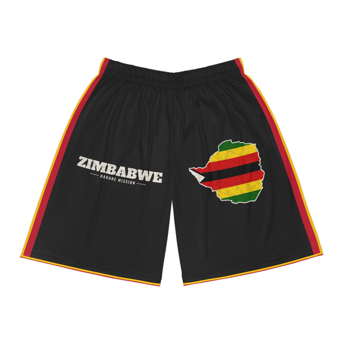 Zimbabwe Harare Mission Basketball Shorts, front view