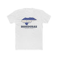 Honduras Tegucigalpa Mission Flag Map shirt in White: flag of Honduras in the outline of Honduras with navy lettering, front view