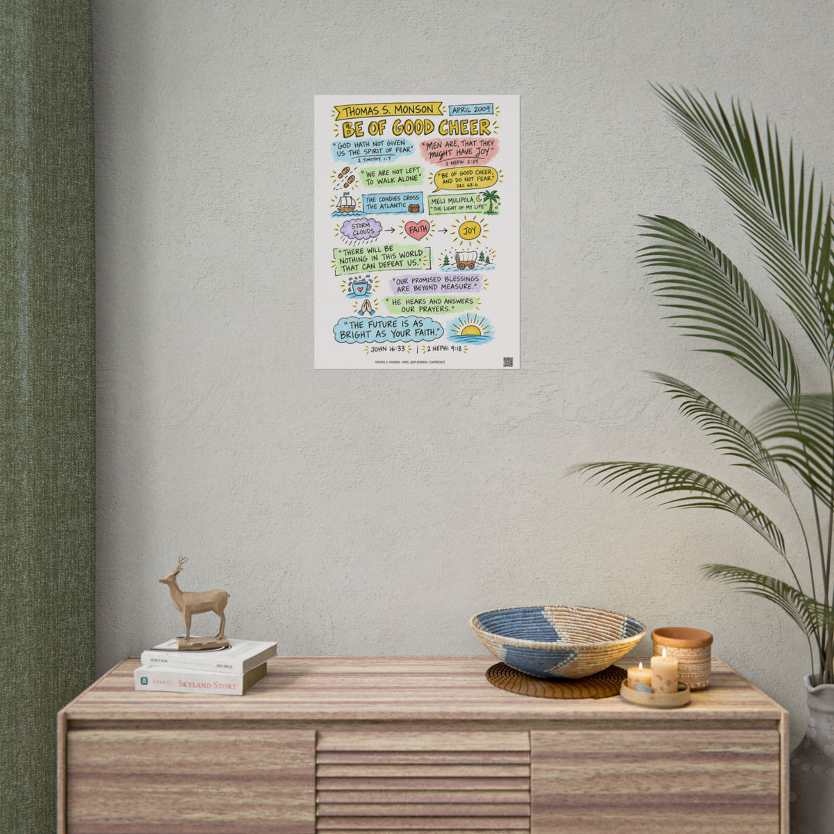 Be of Good Cheer Sketch Note Poster — Thomas S. Monson