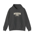 Peru Lima Northeast Mission Hoodie in Dark Heather, front view with the varsity mission design