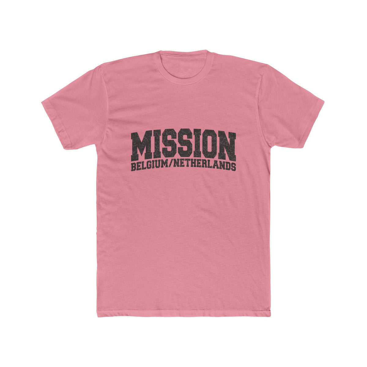 Belgium/Netherlands Mission T-Shirt in Solid Light Pink, front view