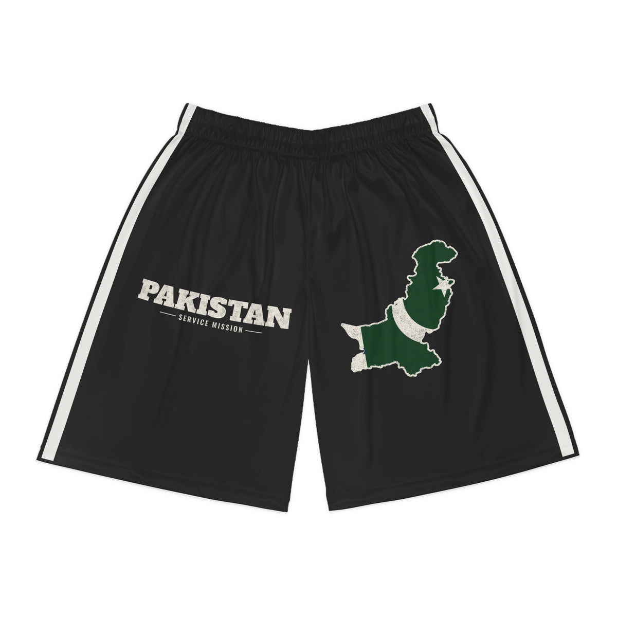 Pakistan Service Mission Basketball Shorts, front view