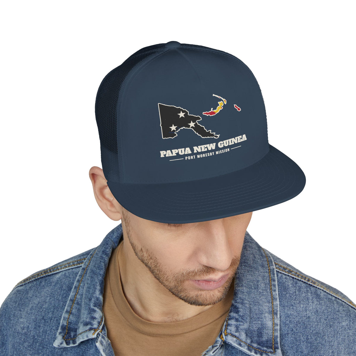 Papua New Guinea Port Moresby Mission Flag Map Trucker Hat