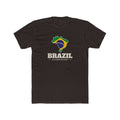 Brazil Salvador Mission Flag Map shirt in Dark Chocolate: flag of Brazil in the outline of Brazil with cream lettering, front view
