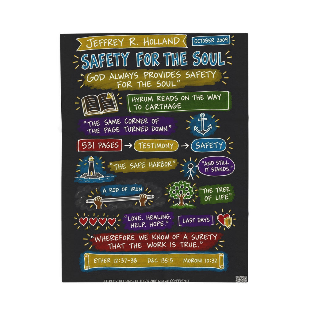 Safety for the Soul Sketch Note Plush Blanket — Jeffrey R. Holland