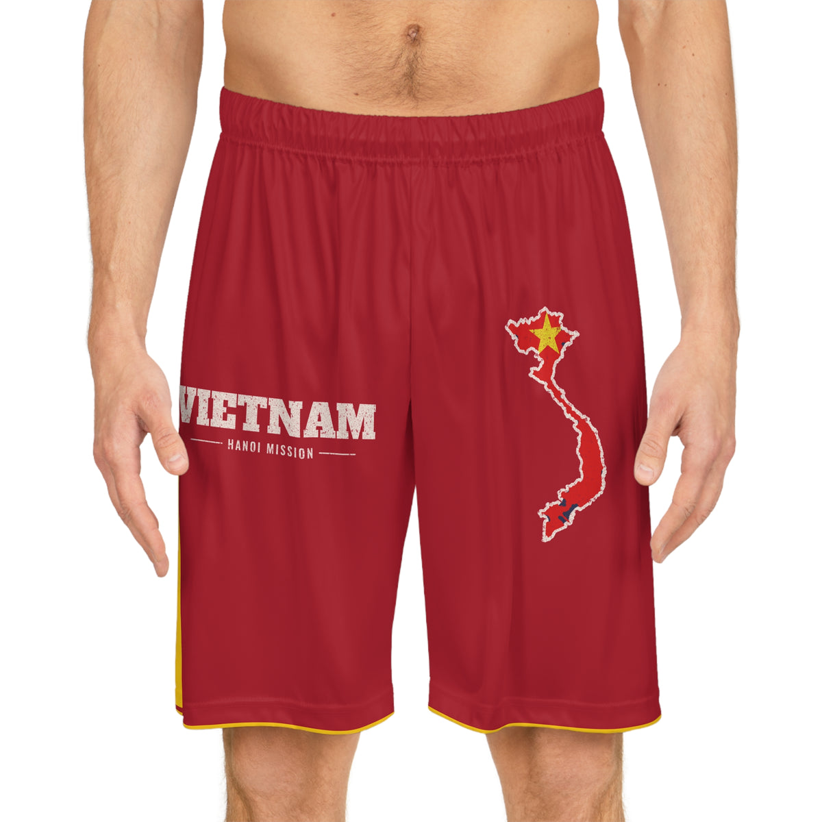 Vietnam Hanoi Mission Basketball Shorts, worn, front view