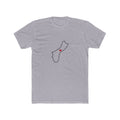 Micronesia Guam Mission Heart Map shirt in Heather Grey: Micronesia outline with a red heart, front view