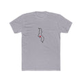 Malawi Lilongwe Mission Heart Map shirt in Heather Grey: Malawi outline with a red heart, front view