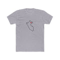 Peru Iquitos Mission Heart Map shirt in Heather Grey: Peru outline with a red heart, front view