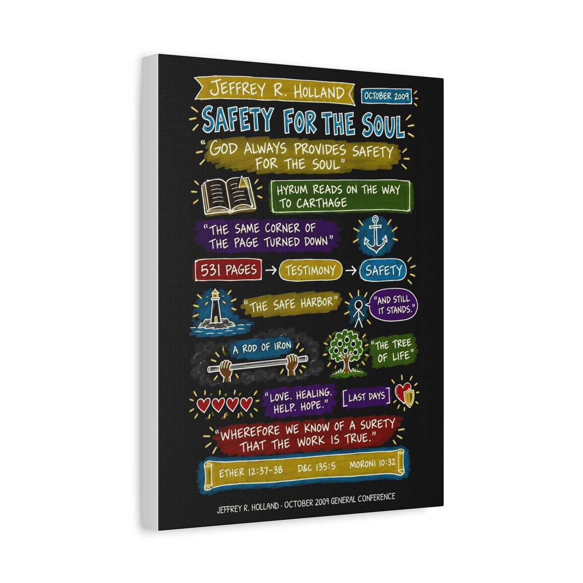Safety for the Soul Sketch Note Canvas (Black) — Jeffrey R. Holland