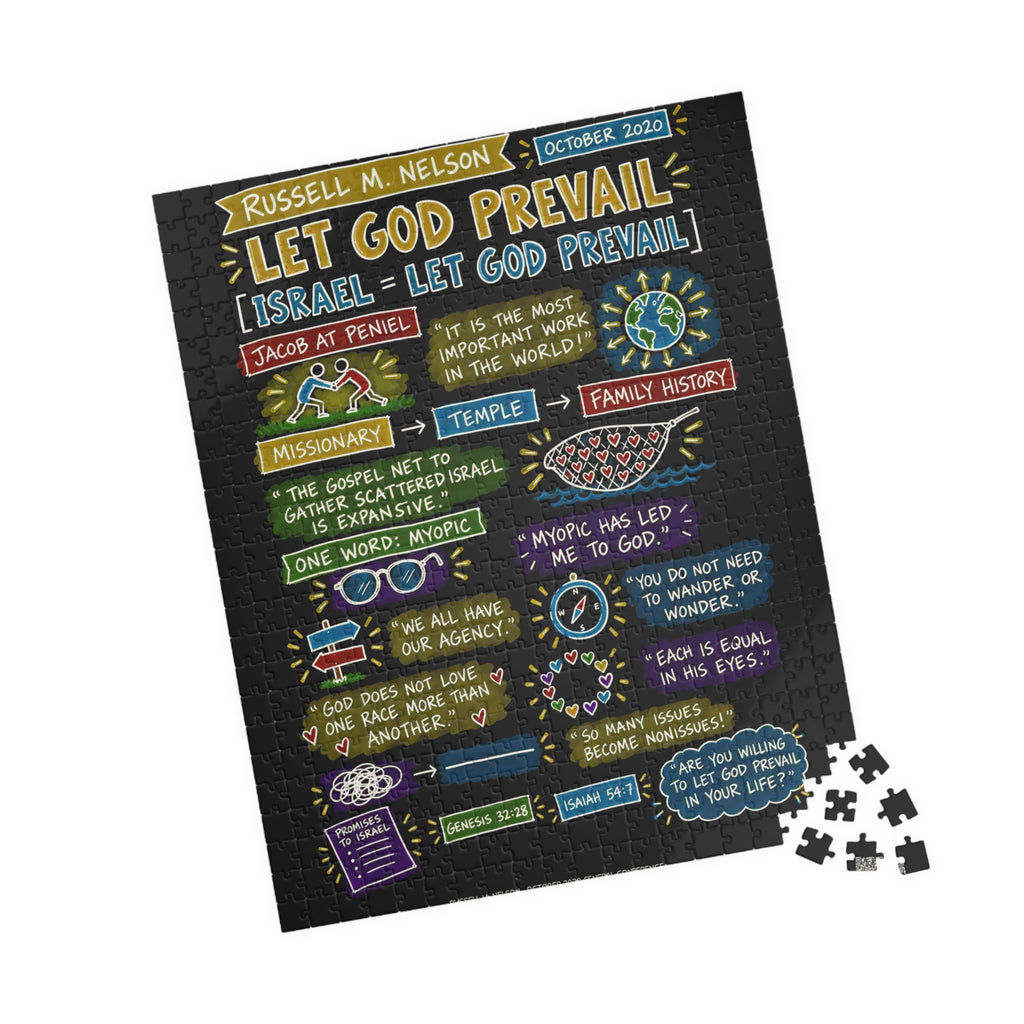 Let God Prevail Sketch Note 520-Piece Puzzle — Russell M. Nelson