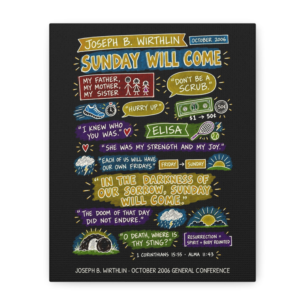 Sunday Will Come Sketch Note Canvas (Black) — Joseph B. Wirthlin