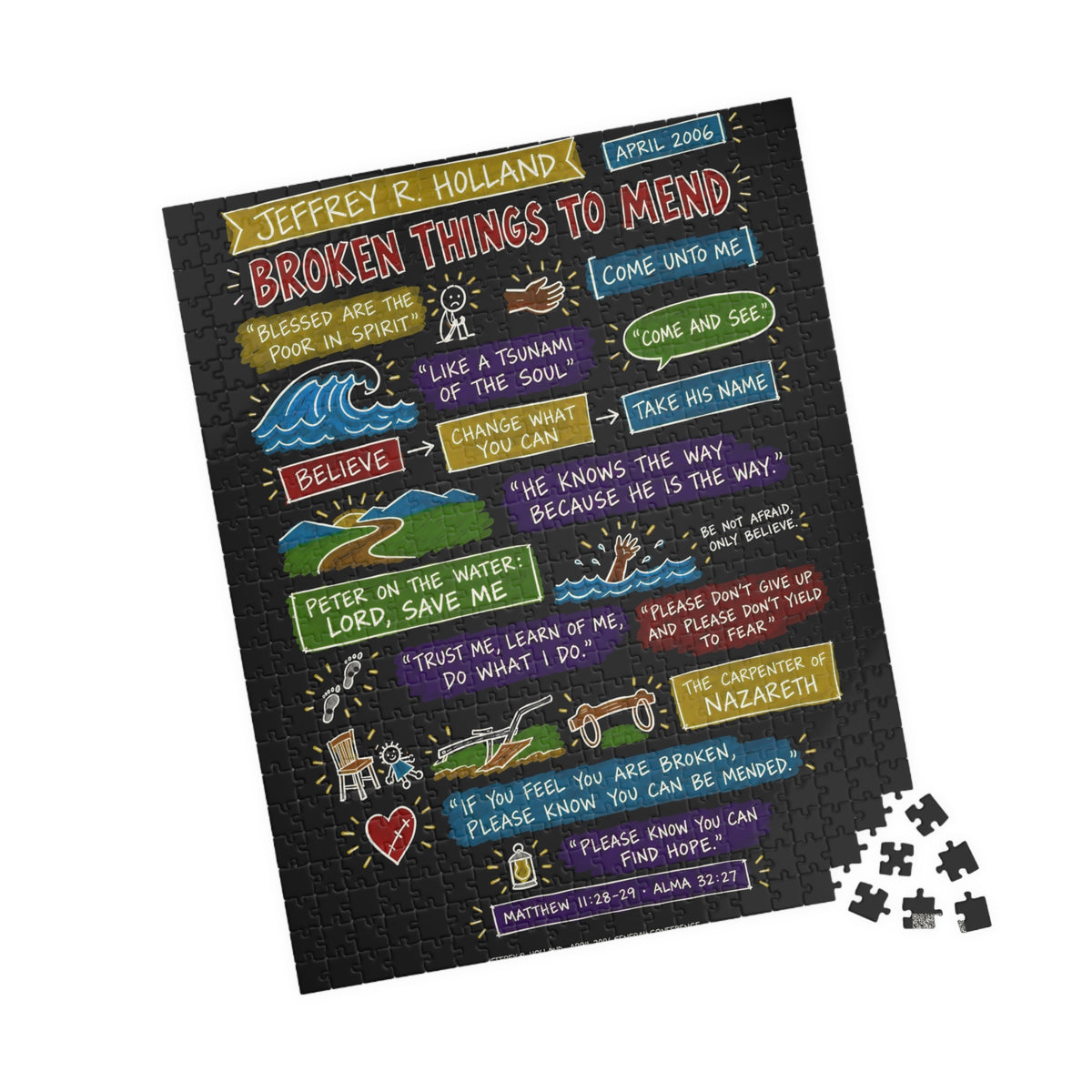 Broken Things to Mend Sketch Note 520-Piece Puzzle — Jeffrey R. Holland