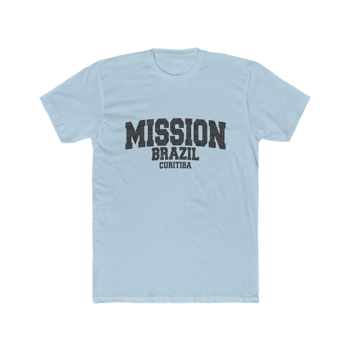 Brazil Curitiba Mission T-Shirt in Solid Light Blue, front view