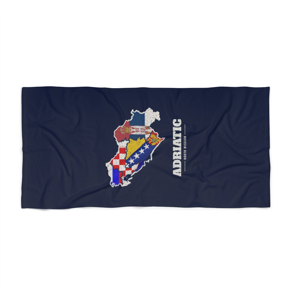 Adriatic North Mission flag map beach towel by Weak Things view 2